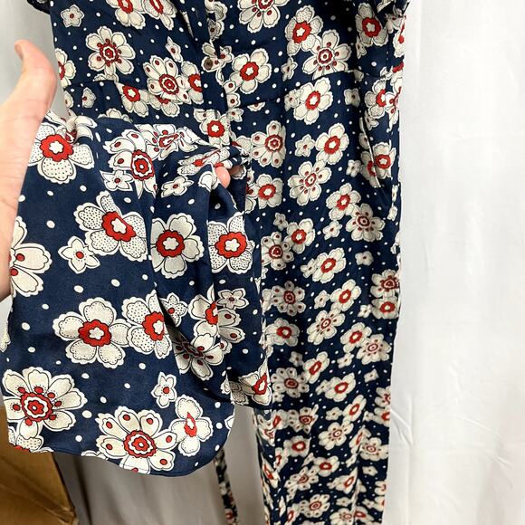 M.I.H JEANS Elodie All in One Jumpsuit 70s Floral Print Cold Shoulder Size M - Picture 4 of 9